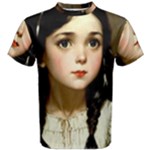 Victorian Girl With Long Black Hair 7 Men s Cotton Tee