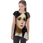 Victorian Girl With Long Black Hair 7 Cap Sleeve High Low Top