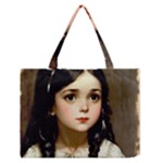 Victorian Girl With Long Black Hair 7 Zipper Medium Tote Bag