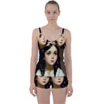 Victorian Girl With Long Black Hair 7 Tie Front Two Piece Tankini