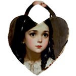Victorian Girl With Long Black Hair 7 Giant Heart Shaped Tote