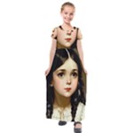 Victorian Girl With Long Black Hair 7 Kids  Short Sleeve Maxi Dress