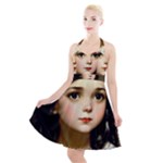 Victorian Girl With Long Black Hair 7 Halter Party Swing Dress 