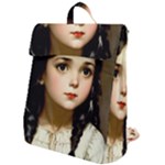 Victorian Girl With Long Black Hair 7 Flap Top Backpack