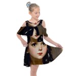 Victorian Girl With Long Black Hair 7 Kids  Shoulder Cutout Chiffon Dress