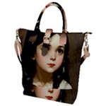Victorian Girl With Long Black Hair 7 Buckle Top Tote Bag