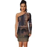 Victorian House In The Lake By The Woods Long Sleeve One Shoulder Mini Dress