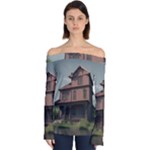 Victorian House In The Oregon Woods Off Shoulder Long Sleeve Top