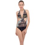 Victorian House In The Oregon Woods Halter Front Plunge Swimsuit