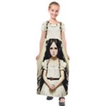Victorian Girl Holding Napkin Kids  Short Sleeve Maxi Dress
