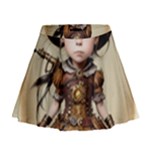 Cute Adorable Victorian Steampunk Girl 4 Mini Flare Skirt