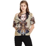 Cute Adorable Victorian Steampunk Girl 4 One Shoulder Cut Out Tee