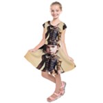 Cute Adorable Victorian Steampunk Girl 2 Kids  Short Sleeve Dress
