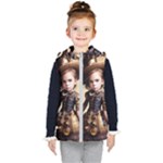 Cute Adorable Victorian Steampunk Girl 2 Kids  Hooded Puffer Vest