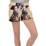 Cute Adorable Victorian Steampunk Girl 2 Women s Velour Lounge Shorts