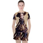 Cute Adorable Victorian Steampunk Girl 2 Women s Tee and Shorts Set
