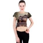 Victorian House In The Woods At Dusk Crew Neck Crop Top