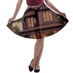 Victorian House In The Woods At Dusk A-line Skater Skirt