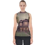 Victorian House In The Woods At Dusk Mock Neck Shell Top