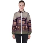 Victorian House In The Woods At Dusk Women s High Neck Windbreaker