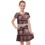 Victorian House In The Woods At Dusk Kids  Cross Web Dress