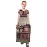 Victorian House In The Woods At Dusk Kids  Short Sleeve Maxi Dress