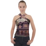 Victorian House In The Woods At Dusk Cross Neck Velour Top