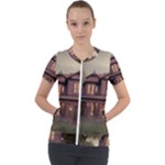 Victorian House In The Woods At Dusk Short Sleeve Zip Up Jacket