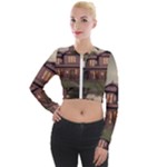 Victorian House In The Woods At Dusk Long Sleeve Cropped Velvet Jacket