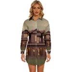 Victorian House In The Woods At Dusk Womens Long Sleeve Shirt Dress