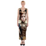 Cute Adorable Victorian Steampunk Girl 3 Fitted Maxi Dress