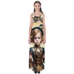Cute Adorable Victorian Steampunk Girl 3 Empire Waist Maxi Dress