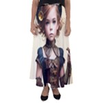 Cute Adorable Victorian Steampunk Girl 3 Flared Maxi Skirt