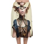 Cute Adorable Victorian Steampunk Girl 3 Velvet Flared Midi Skirt