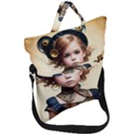 Cute Adorable Victorian Steampunk Girl 3 Fold Over Handle Tote Bag