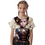 Cute Adorable Victorian Steampunk Girl 3 Kids  Cut Out Flutter Sleeves