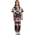 Cute Adorable Victorian Steampunk Girl 3 Kids  Tee and Pants Sports Set
