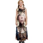 Cute Adorable Victorian Steampunk Girl 3 Kids  Satin Sleeveless Maxi Dress