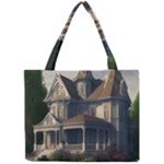 White Victorian House In The Woods With Rose Bushes Mini Tote Bag