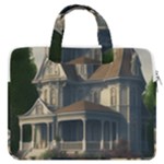 White Victorian House In The Woods With Rose Bushes MacBook Pro 16  Double Pocket Laptop Bag 