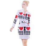 I love dog food Button Long Sleeve Dress