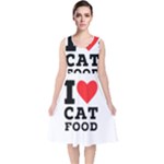 I love cat food V-Neck Midi Sleeveless Dress 