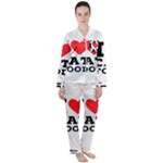 I love cat food Women s Long Sleeve Satin Pajamas Set	