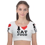 I love cat food Velvet Short Sleeve Crop Top 