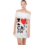 I love cat food Off Shoulder Chiffon Dress