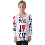 I love cat food Kids  V Neck Casual Top