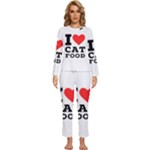 I love cat food Womens  Long Sleeve Lightweight Pajamas Set