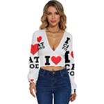 I love cat food Long Sleeve Deep-V Velour Top