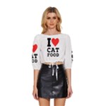 I love cat food Mid Sleeve Drawstring Hem Top