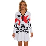 I love cat food Long Sleeve Deep V Mini Dress 